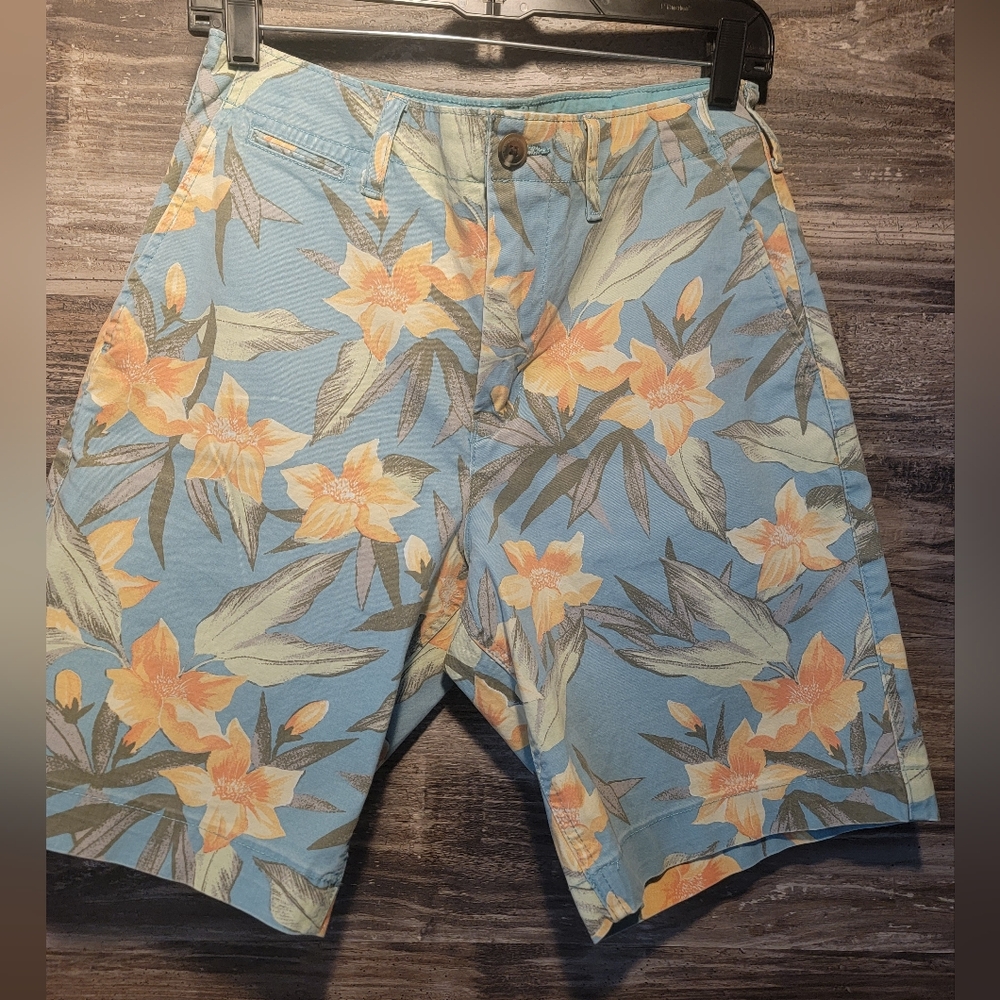American Eagle Next Flex Shorts Men Size 30 Blue Floral Chino Hawaiian  NWOT